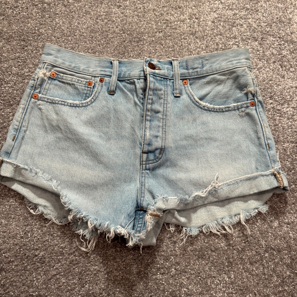 Madewell Relaxed Denim Shorts Women 27 Light Wash Cotton Distressed Boho Summer